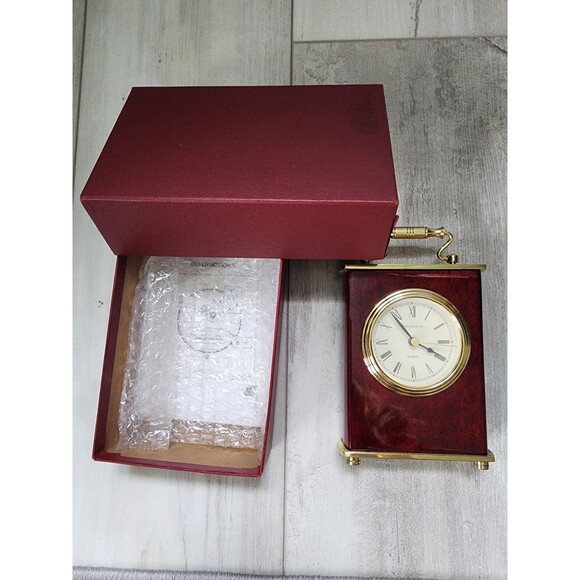Vintage Portsmouth Quartz Mantle Clock CMU 15 Year Recognition Rosewood Carriage - Picture 1 of 13